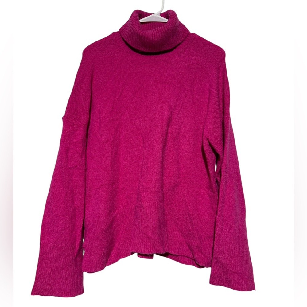 J Crew Wool Alpaca Hot Pink Turtleneck Sweater‎ Size M Barbie Girly Twee Chunky